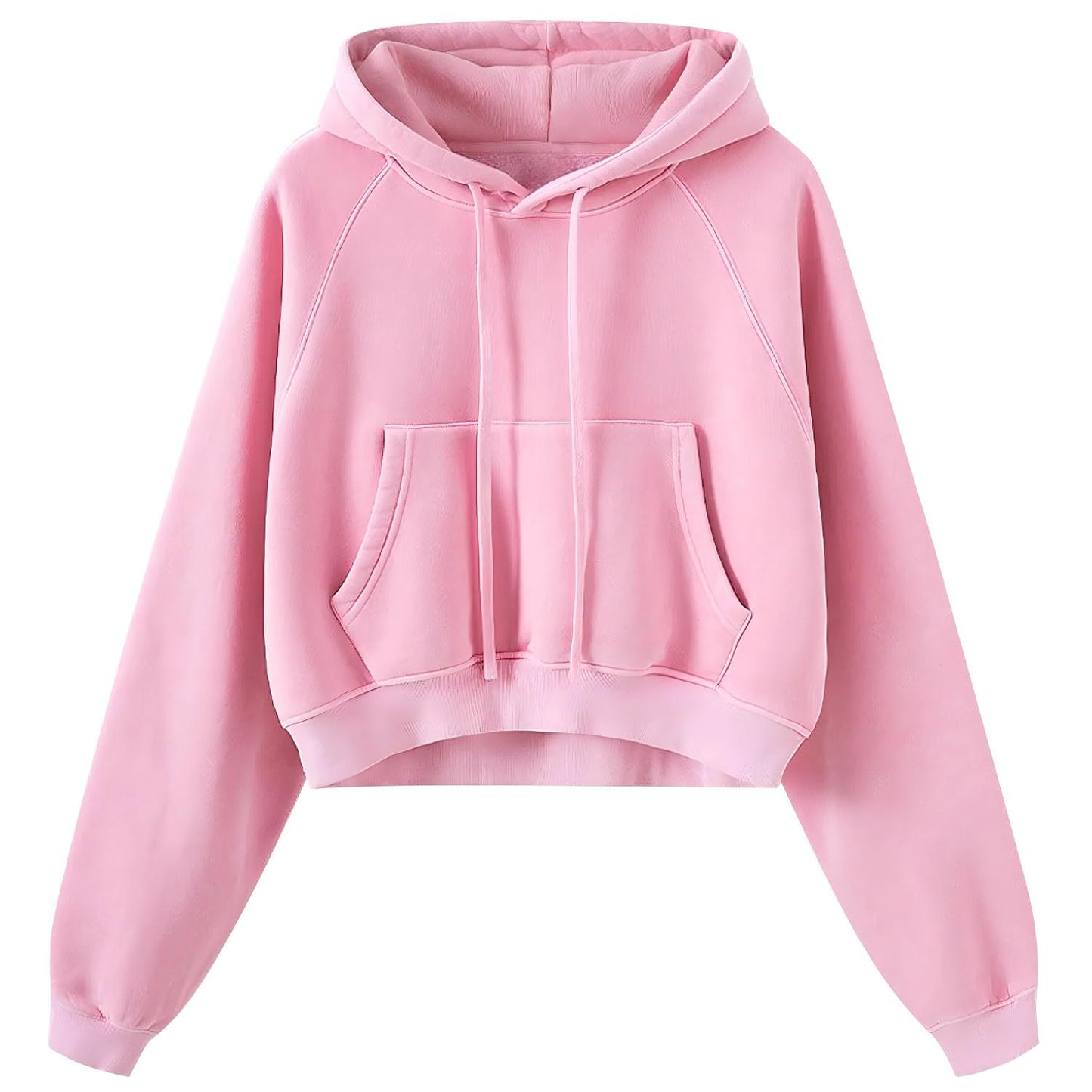 Retro Washed Drawstring Cropped Hooded Sweatshirt