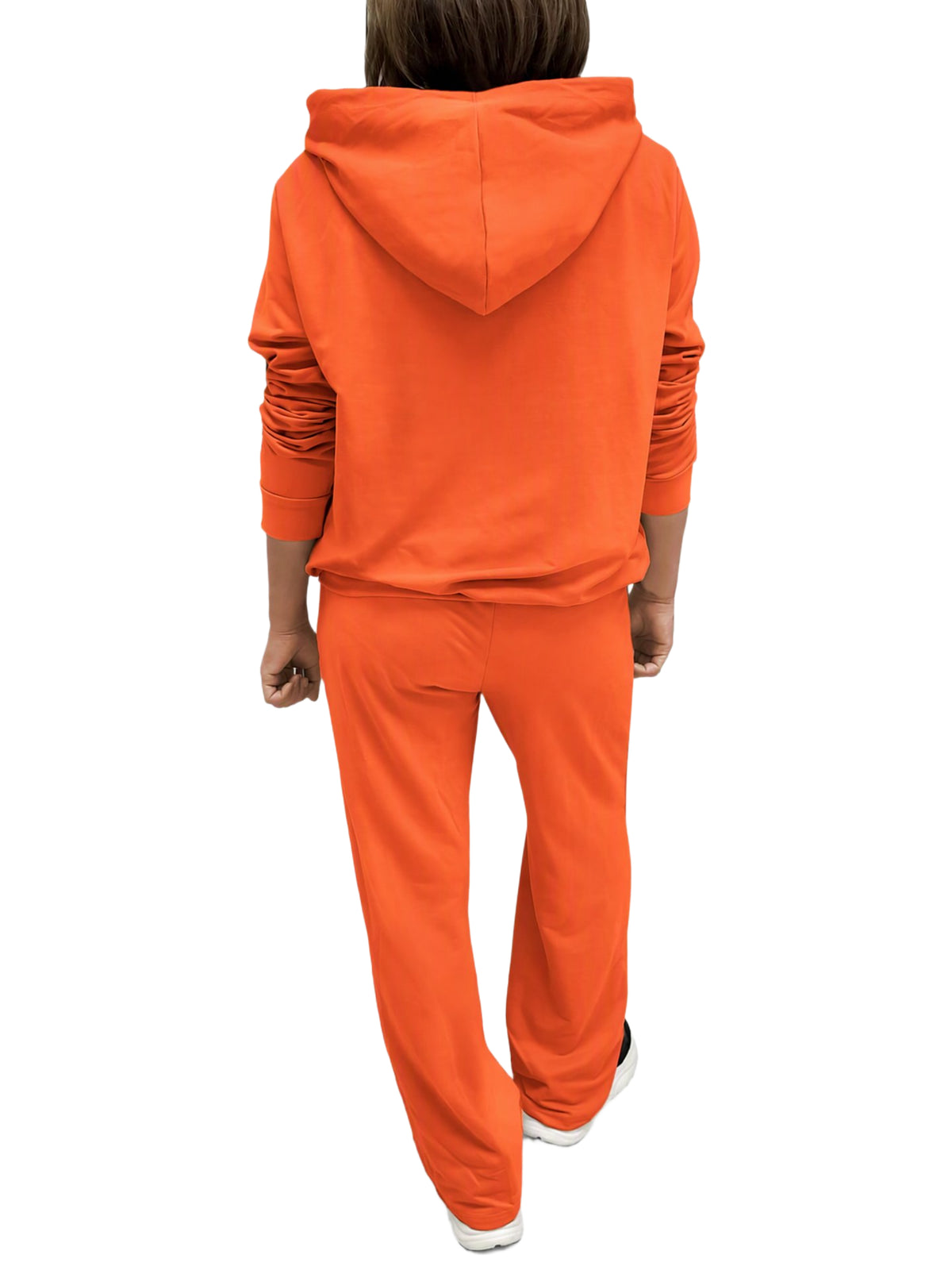 Women Solid Hooded Two Piece Outfit With Pockets