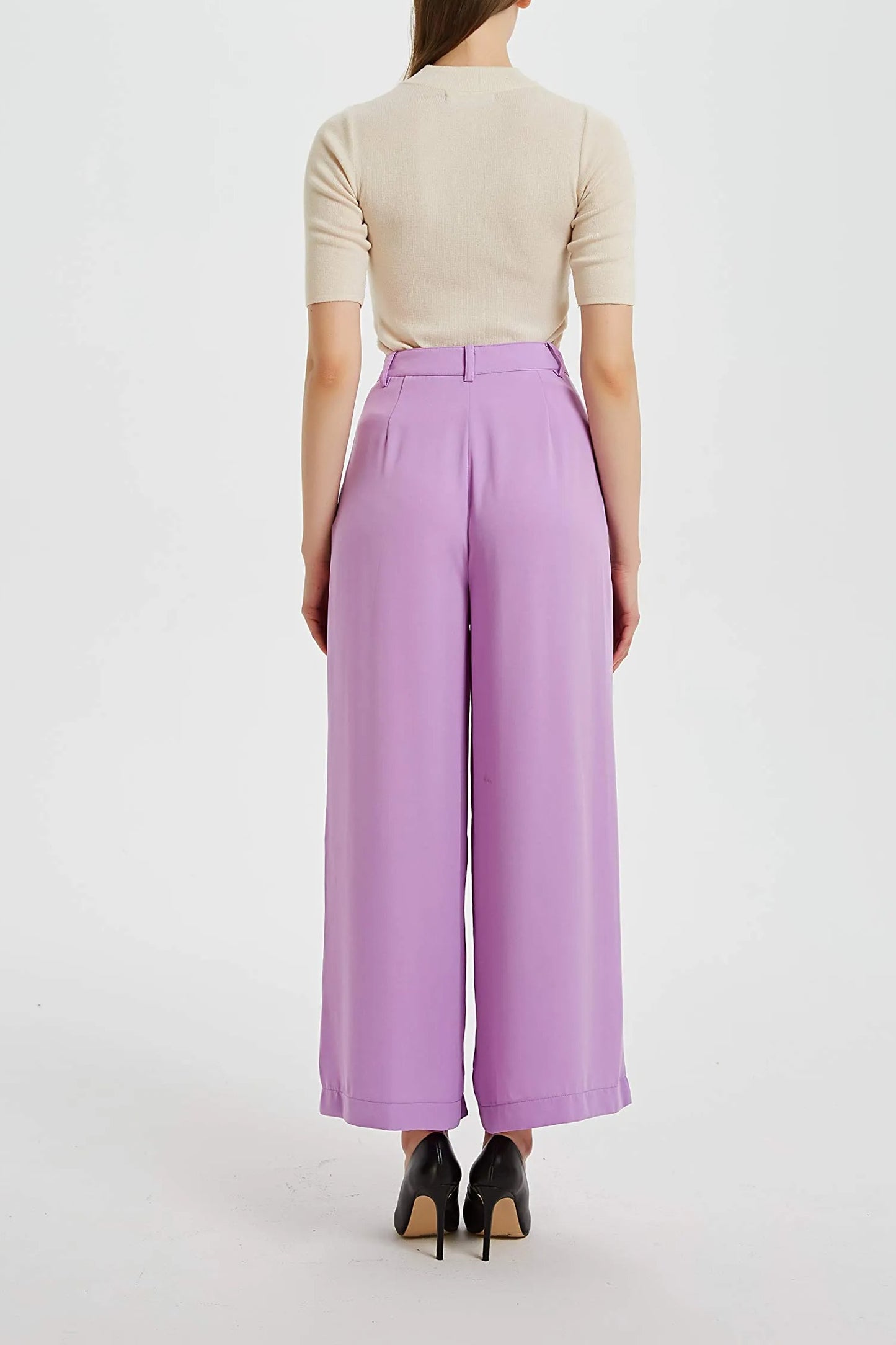 Women High Waist Casual Wide Leg Trousers