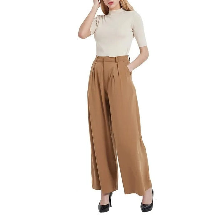 Women High Waist Casual Wide Leg Trousers