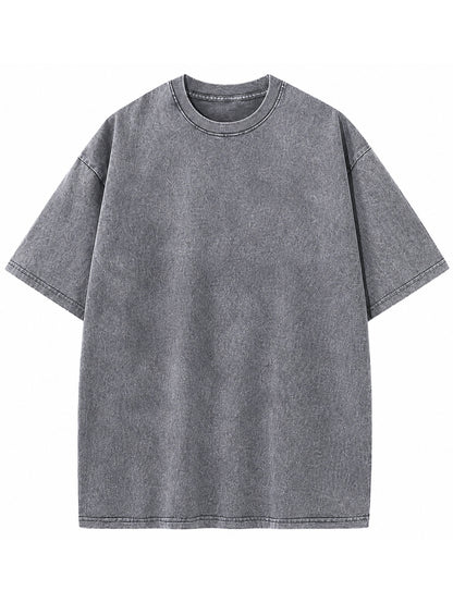 Oversized Acid Wash Cotton Drop Shoulder T-Shirt