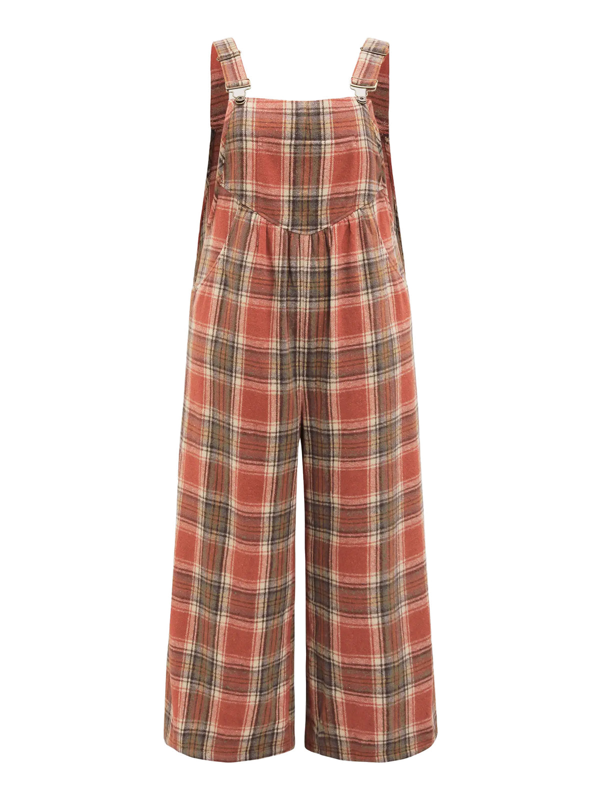 Plaid Wide Leg Overalls For Pumpkin Patch