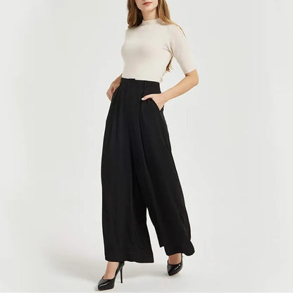 Women High Waist Casual Wide Leg Trousers