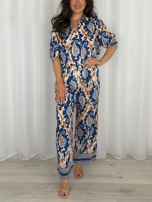 Luxury Paisley Print Button Up Shirt & Trouser Co-Ord