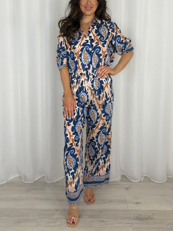 Luxury Paisley Print Button Up Shirt & Trouser Co-Ord